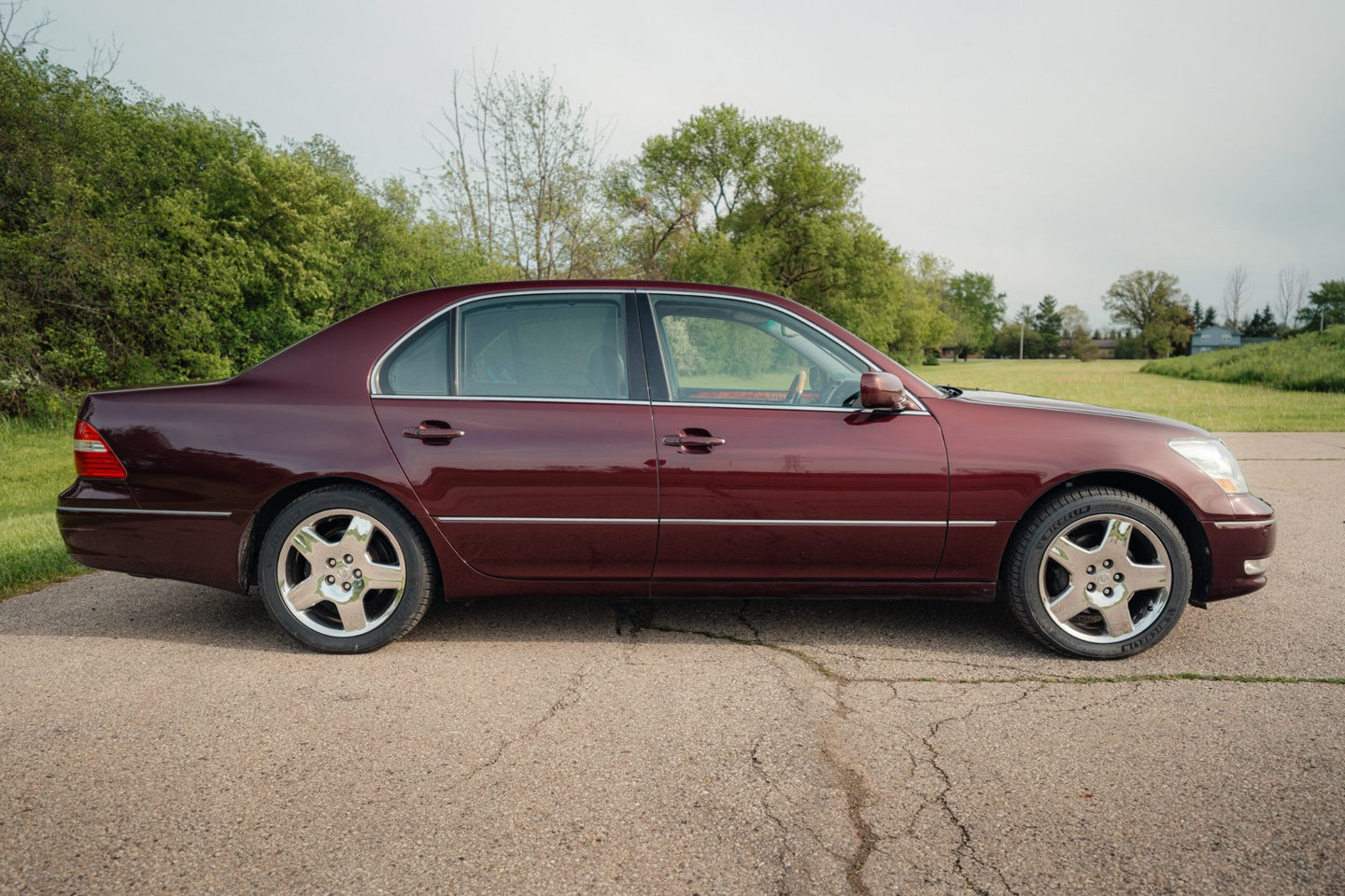 Black Cherry Pearl Lexus LS430 photographed by Tanin JDM, a specialty Lexus and Japanese import dealership in Caledonia, Wisconsin
